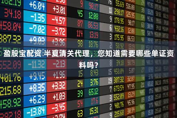 盈股宝配资 半夏清关代理，您知道需要哪些单证资料吗？